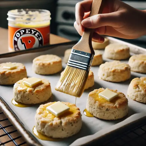 Brushing the Biscuits with Butter Before Baking for Popeyes Biscuits