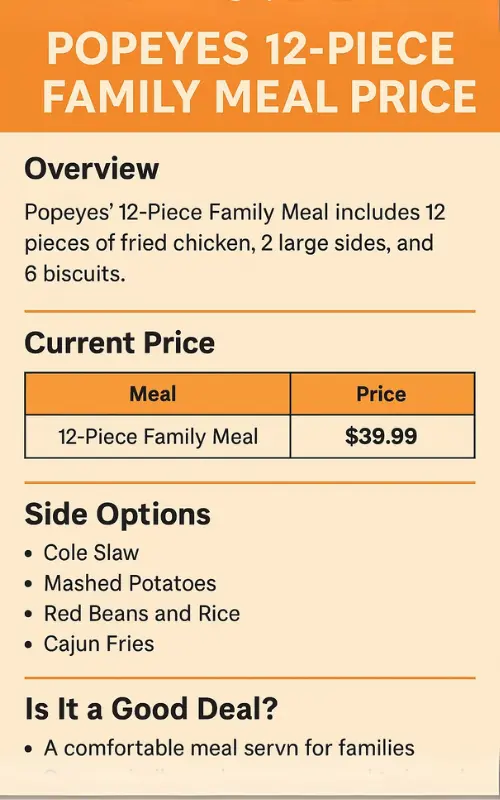 Popeyes 12 Piece Family Meal Price